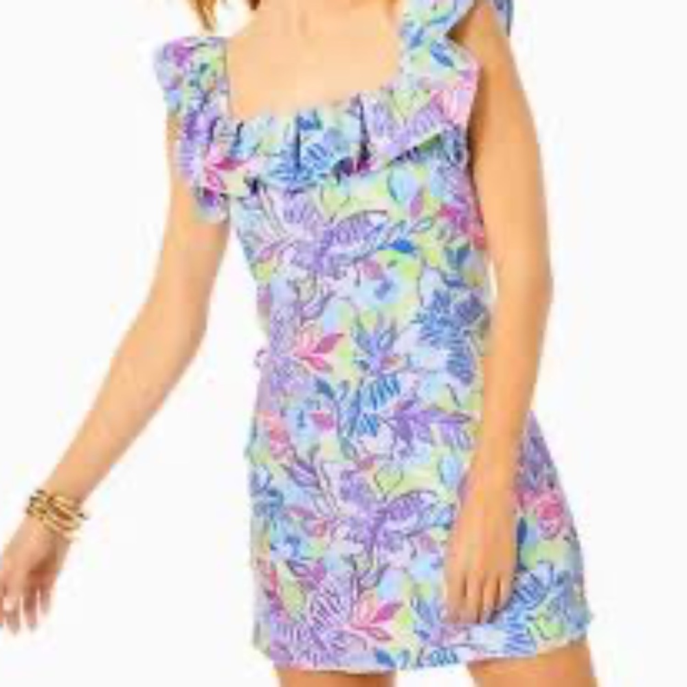 Lilly Pulitzer Zoya Romper size 2, in Dew Drop Stay Fly Print NWT